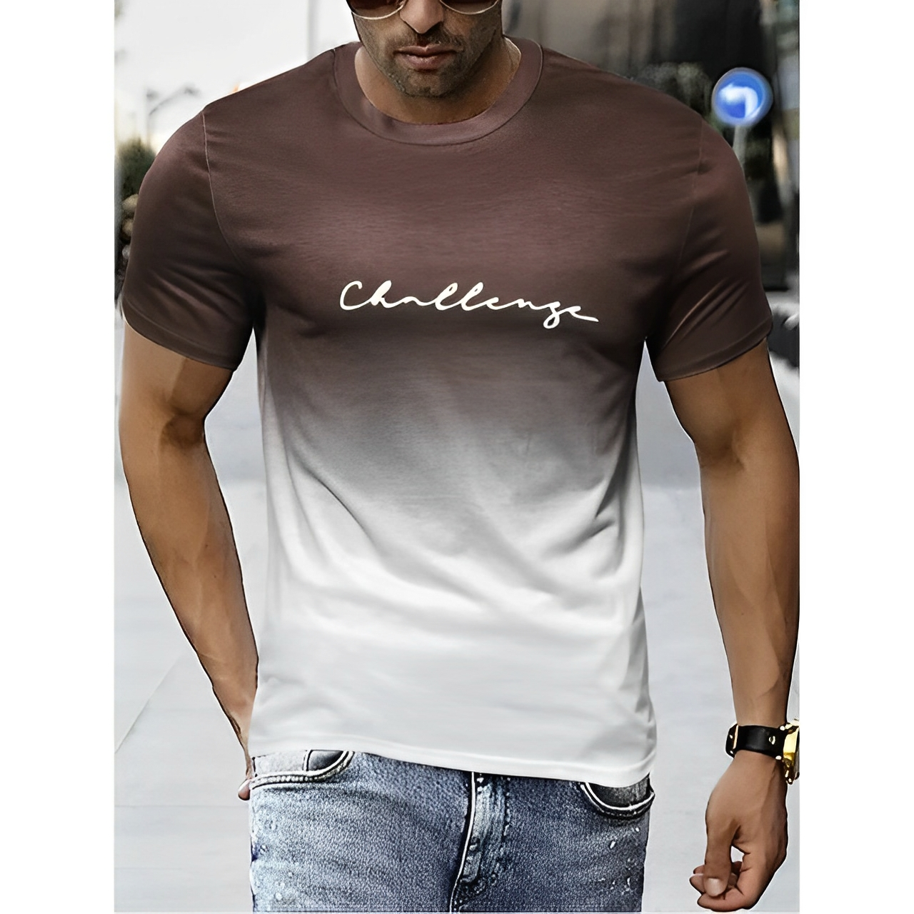 Josiah - Bedrucktes T-Shirt mit Farbverlauf für Herren