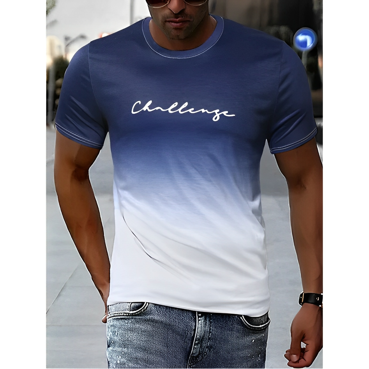Josiah - Bedrucktes T-Shirt mit Farbverlauf für Herren