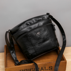 Vintage-Schultertasche für Damen, praktisch aus PU, für den Alltag in Schwarz
