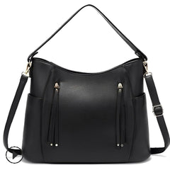 Tessa | Vintage Schultertasche im klassischen und zeitlosen Design in Schwarz