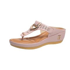 Alberte – Sommer-Keilabsatzschuhe – Offene Zehenpartie in Hellrosa