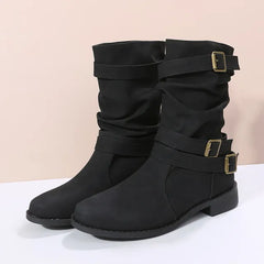 Damen Mittlere Wade Stiefel | Dirndl Schuhe in Schwarz