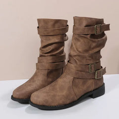 Damen Mittlere Wade Stiefel | Dirndl Schuhe in Braun