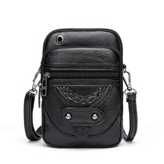 Vellana | Vintage Leder-Umhängetasche in Schwarz