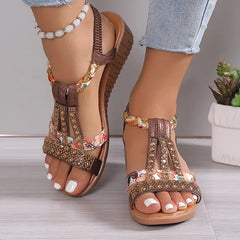 Thea® | Elegante Sandalen mit piepender Spitze in Dunkelbraun