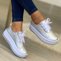 Sarah - Bequeme Plattform Schuhe in Silber
