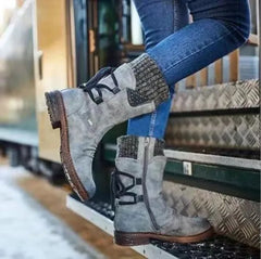 Stella | Gepolstert Runde Spitze Stiefel in Grau