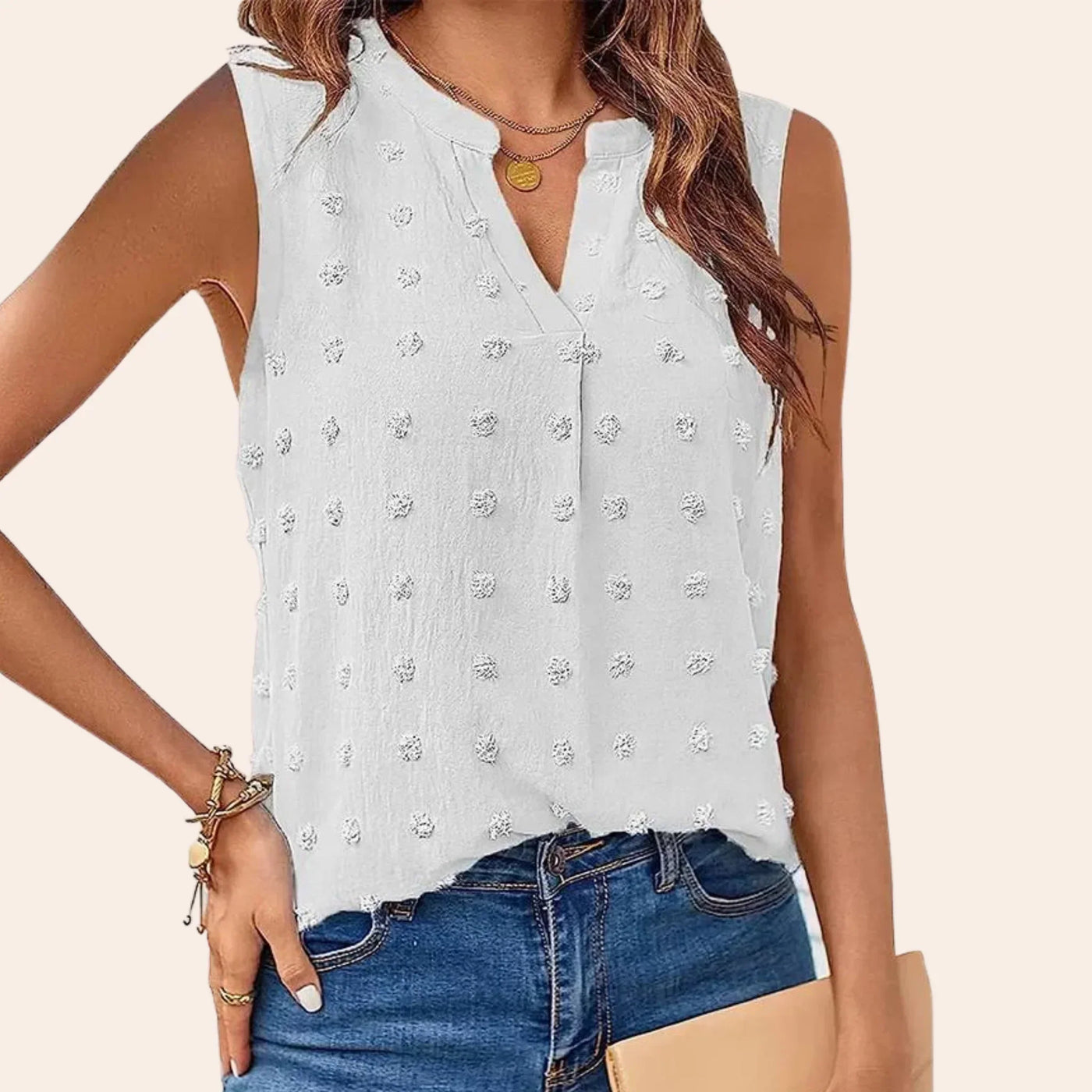 V-Ausschnitt Ärmellose Bluse für Damen