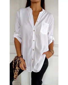 Damen Festliche Button Down Hemd | Langarm in Weiß