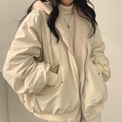 Damen Wende-Bomberjacke | Fleece Gefüttert Leicht in Beige