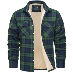 Herren Kariertes Fleecejacke | Freizeit Winterbekleidung in Grün