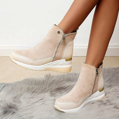 Stiefeletten für Damen mit Gummisohle und Fleecefutter – Stilvoll für Ausflüge und Spaziergänge in Beige