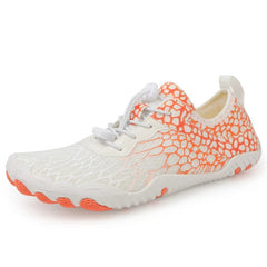 Sabine | Stylische und wasserdichte Unisex Barfußschuhe in Weiß  / Orange
