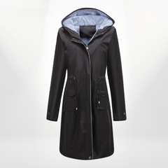 Angelika | Damen Klassisch Kordelzug Regenjacke in Schwarz