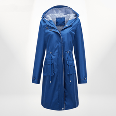 Angelika | Damen Klassisch Kordelzug Regenjacke in Blau