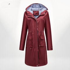 Angelika | Damen Klassisch Kordelzug Regenjacke in Rot