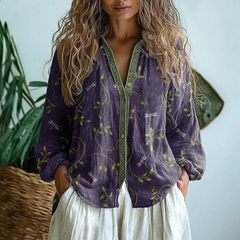 Ronja | Bestickte Bluse mit Blumenmotiven in Lila