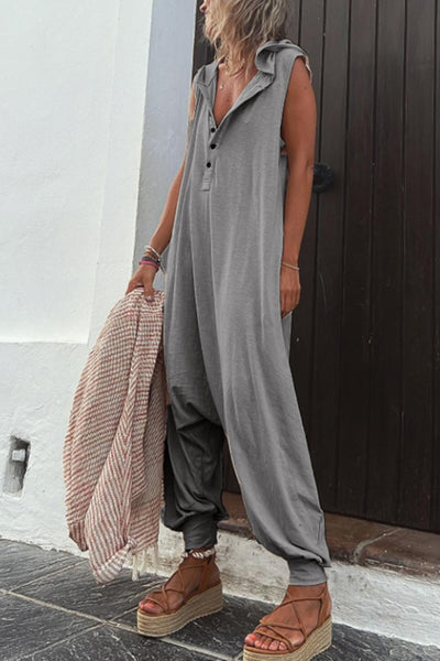 Ärmelloser Overall mit Knöpfen für Damen