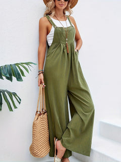 Ärmelloser Boho-Jumpsuit für Damen in Dunkelgrün