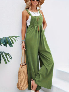 Ärmelloser Boho-Jumpsuit für Damen in Hellgrün