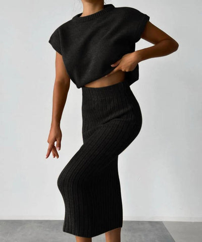 Carissa - Passendes Top und Midi-Rock - Strick-Set