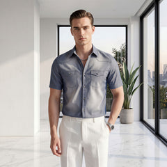 Vittorio™ Slim Fit Denim-Hemd mit Premium-Waschung in Grau