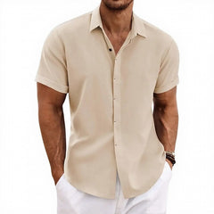 Arvian™-Hemd aus Baumwoll-Leinen im Lässig-Eleganten Stil in Khaki