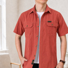 Abenteuer™ Hemd aus Baumwolle mit Utility Taschen in Rot