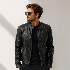 Yakuza™ Jacke aus Premium Leder mit Minimalistischem, Zeitlosem Design in Schwarz