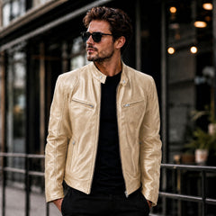 Yakuza™ Jacke aus Premium Leder mit Minimalistischem, Zeitlosem Design in Gold