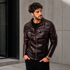 Vorreiter™ Premium Lederjacke mit Stehkragen in Bordeauxrot