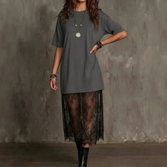 Lorient™ Maxikleid mit Transparentem Spitzenrock in Grau
