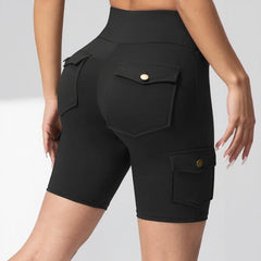 Auren Fit™ Cargo-Shorts Mit Push-Up-Effekt in Schwarz