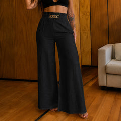 Valenzia™ Hose mit Hoher Taille und Exklusivem Goldenen Detail in Schwarz