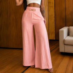 Valenzia™ Hose mit Hoher Taille und Exklusivem Goldenen Detail in Lachsrosa