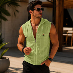 Carter™ Ärmelloses Shirt aus Atmungsaktivem Strick mit Kapuze und Reißverschluss in Grün