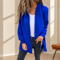 Strickjacke Fenja™ mit Kapuze, weichem Strick und langem Schnitt in Blau
