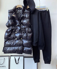 Emma | Trainingspaket Damen Bodywarmer & Jogginganzug in Schwarz