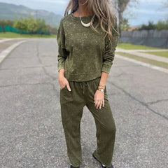 Sunday™ Set aus weichem Sweatshirt mit lockerer Passform / Entspannt, weich und stilvoll! in Grün