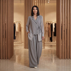 Haus Klasse™ Set in Schneiderkunst mit Asymmetrischem Blazer und Eleganter Hose! in Grau