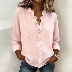 Sorelle™ Bluse mit Vertikalem Rüschendetail und Zeitlosem Stil in Rosa