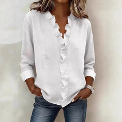 Sorelle™ Bluse mit Vertikalem Rüschendetail und Zeitlosem Stil in Weiß