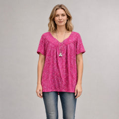 Lisboa™ Bluse aus Premium-Viskose mit V-Ausschnitt in Rosenrot