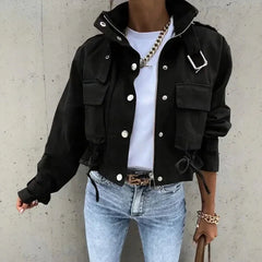 Valkyra™ Jacke Im Cropped-Schnitt Mit Modernem Utility-Design in Schwarz