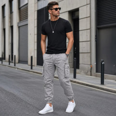 Everest™ Cargohose mit Utility-Taschen und Jogger-Bündchen in Hellgrau
