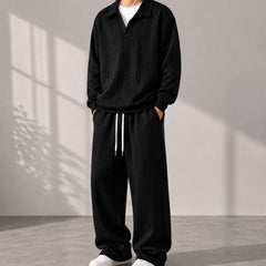 Valdren™ Herren 2-Teiliges Set Aus Strukturierter Strickware in Schwarz
