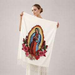 🔥 1+1 GRATIS – Guadalupe™ Kaschmirschal mit Handwerklicher Verarbeitung und Feinen Fransen in Weiß + Beige