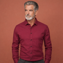 Slim-Fit Herrenhemd mit langen Ärmeln für Business- und Freizeitoutfits | Reinout in Weinrot