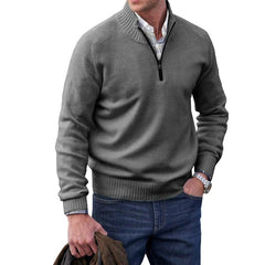 Kasper - Herren Fleece-Pullover mit viertel Reißverschluss in Grau