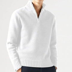Kasper - Herren Fleece-Pullover mit viertel Reißverschluss in Weiß